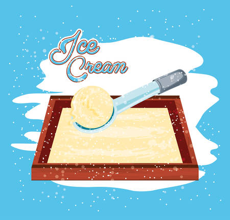 ice cream tray with ladle vector illustration designのイラスト素材