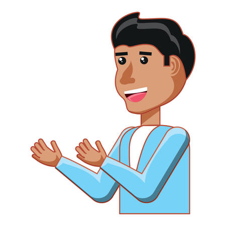 cartoon man icon over white background, vector illustrationのイラスト素材