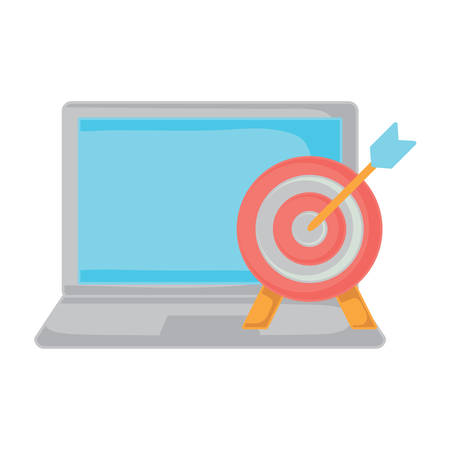 laptop computer and target over white background, vector illustrationのイラスト素材