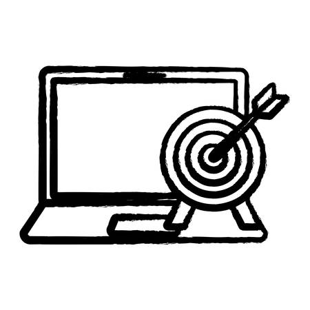 laptop computer and target over white background, vector illustrationのイラスト素材