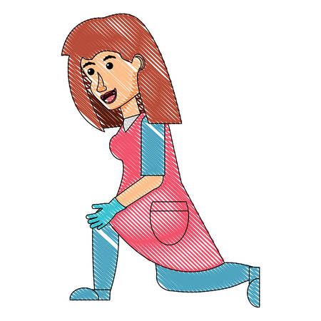cartoon woman veterinary over white background, vector illustrationのイラスト素材