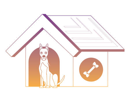 dog house with cute doberman icon over white background, vector illustrationのイラスト素材