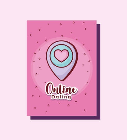 love pin location online dating card cartoon vector illustrationのイラスト素材