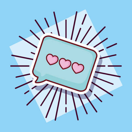 message bubble love hearts cartoon style vector illustrationのイラスト素材