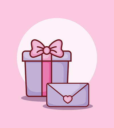gift box and email message online dating vector illustrationのイラスト素材