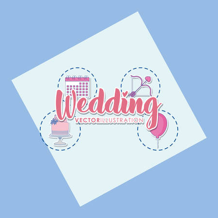 wedding celebration card with set icons vector illustration designのイラスト素材