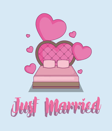 wedding card with just married bed vector illustration designのイラスト素材