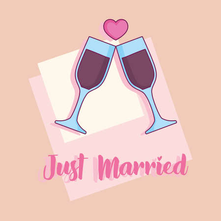 wedding card with glasses toasting vector illustration designの写真素材