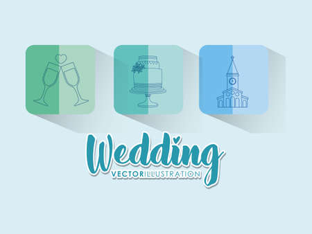 Wedding celebration card with set icons vector illustration designの写真素材