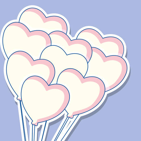 wedding card with hearts balloons helium vector illustration designのイラスト素材