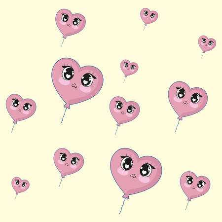 wedding card with hear kawaii character vector illustration designのイラスト素材
