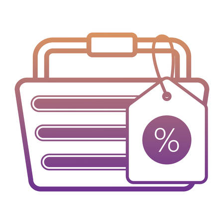 shopping basket and discount tag icon over white background, vector illustrationのイラスト素材