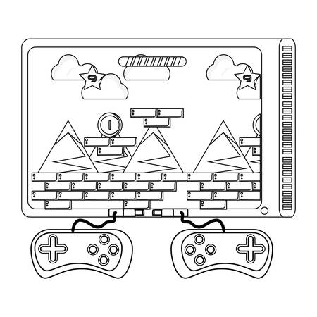 television with game controllers over white background, vector illustrationのイラスト素材