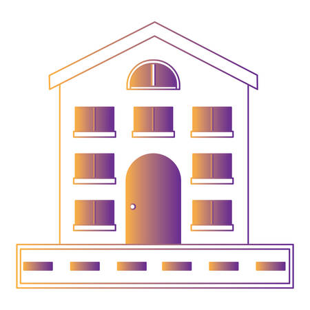 modern house and road over white background, vector illustrationのイラスト素材