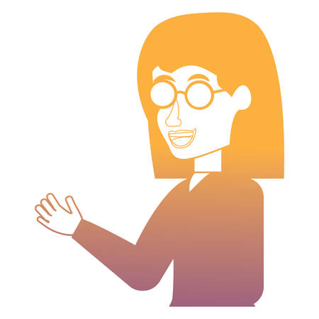 cartoon woman with glasses over white background, vector illustrationのイラスト素材