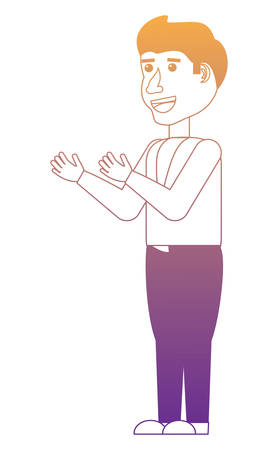 cartoon man standing over white background, vector illustrationのイラスト素材