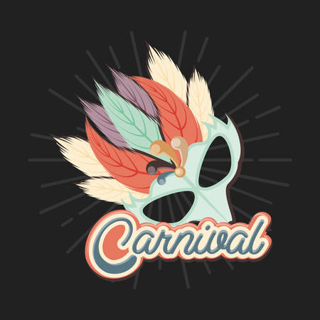 masquerade party mask carnival with feathers vector illustrationのイラスト素材