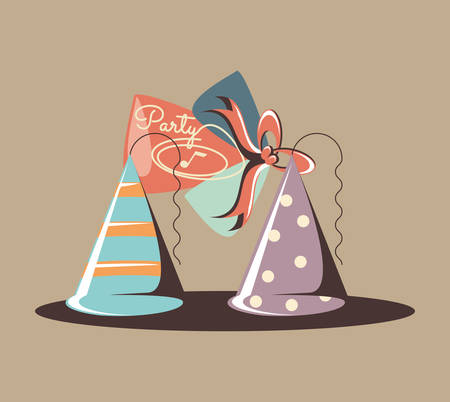 party hats decoration celebration ornament retro vector illustrationのイラスト素材