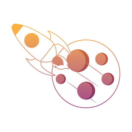 moon and space rocket over white background, vector illustrationのイラスト素材