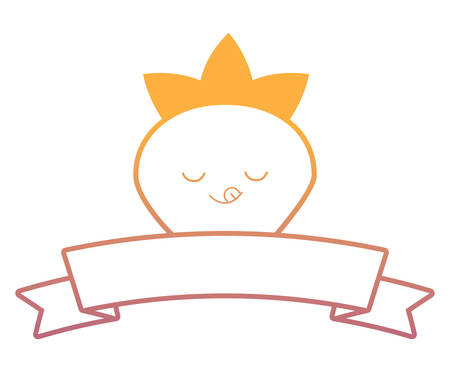 kawaii strawberry and decorative ribbon over white background, vector illustrationのイラスト素材