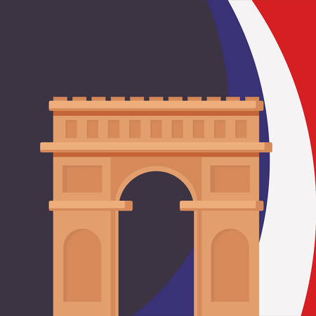 france culture card with arch of triumph vector illustration designのイラスト素材