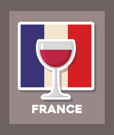 france culture card with wine cup vector illustration designのイラスト素材