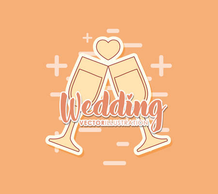 wedding card with glasses toasting vector illustration designのイラスト素材