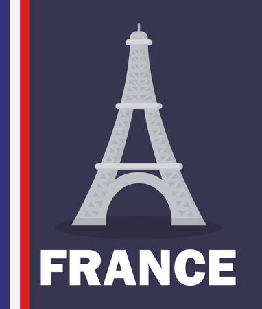 france culture card with flag and eiffel tower vector illustration designのイラスト素材
