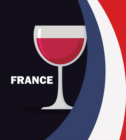 france culture card with flag and wine cup vector illustration designのイラスト素材