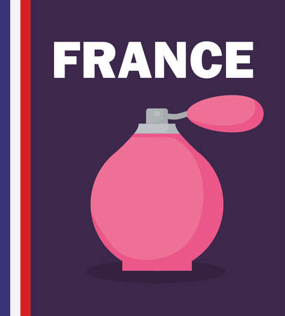 france culture card with flag and fragrance bottle vector illustrationのイラスト素材
