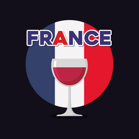 france culture card with flag and wine cup vector illustration designのイラスト素材