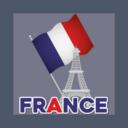 france culture card with flag and eiffel tower vector illustration designのイラスト素材