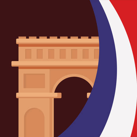 france culture card with flag and triumph arch vector illustration designのイラスト素材