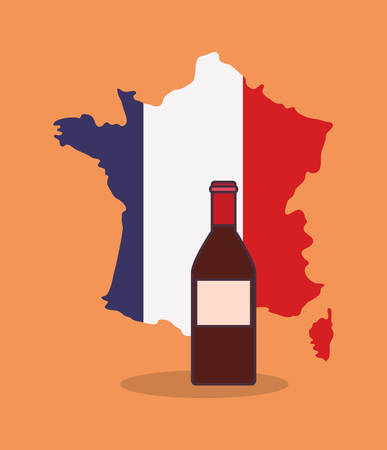 france culture card with map vector illustration designのイラスト素材