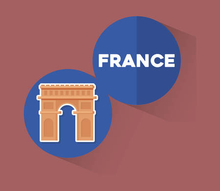 france culture card with arch of triumph vector illustration designのイラスト素材