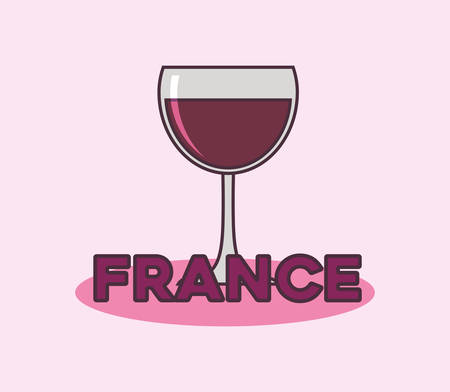 france culture card with wine cup vector illustration designのイラスト素材
