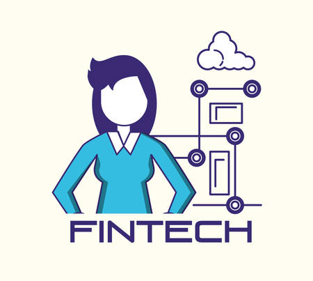 woman with fintech concept vector illustration designのイラスト素材