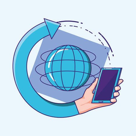 hand using smartphone with fintech concept vector illustration designのイラスト素材