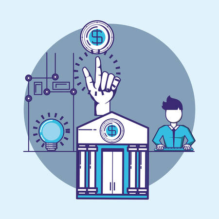 man with fintech concept vector illustration designのイラスト素材