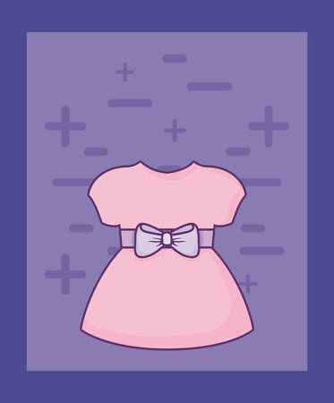 baby shower card with girl dress vector illustration designのイラスト素材