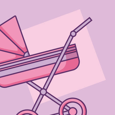baby shower card with cart vector illustration designのイラスト素材