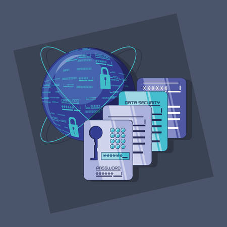 data security with sphere planet vector illustration designのイラスト素材