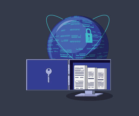 data security with desktop vector illustration designのイラスト素材