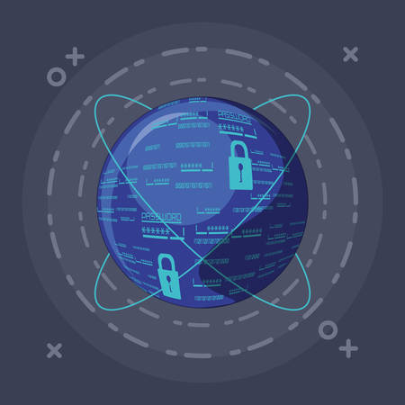 data security with sphere planet vector illustration designのイラスト素材