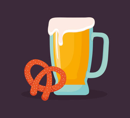 beer jar with pretzel vector illustration designのイラスト素材