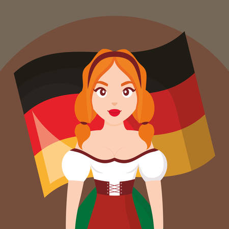 German woman with germany flag vector illustration designのイラスト素材