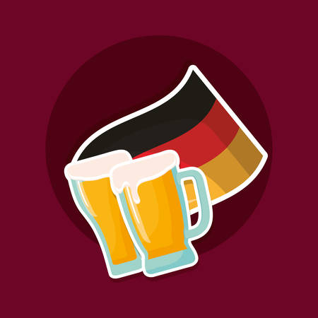 beer jars with germnay flag vector illustration designのイラスト素材