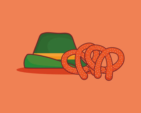 traditional german hat with pretzel vector illustration designのイラスト素材