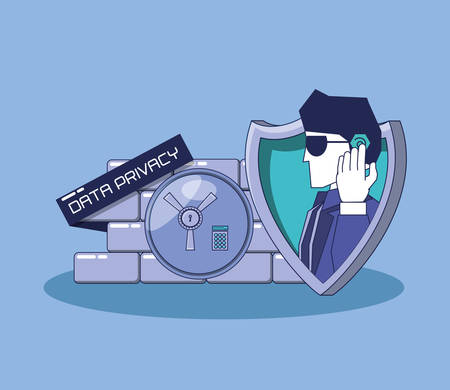 data privacy with shield vector illustration designのイラスト素材