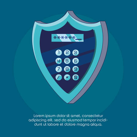 infographic of privacy police design with shield with padlock over blue background, colorful design. vector illustrationのイラスト素材
